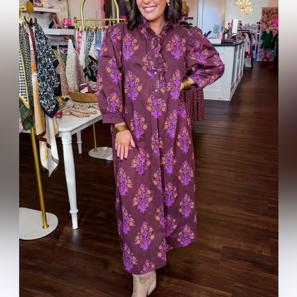 Entro Block Print Maxi Dress Size Large